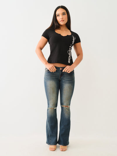 True Religion Crystal Tr V Notch Tee Jet Black