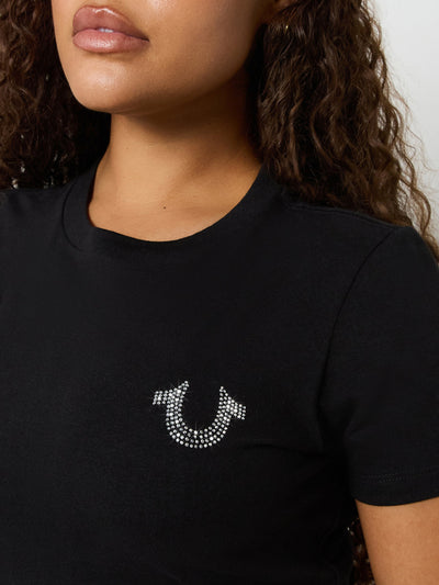 True Religion Crystal Hs Srs Ss Bby Tee Jet Black