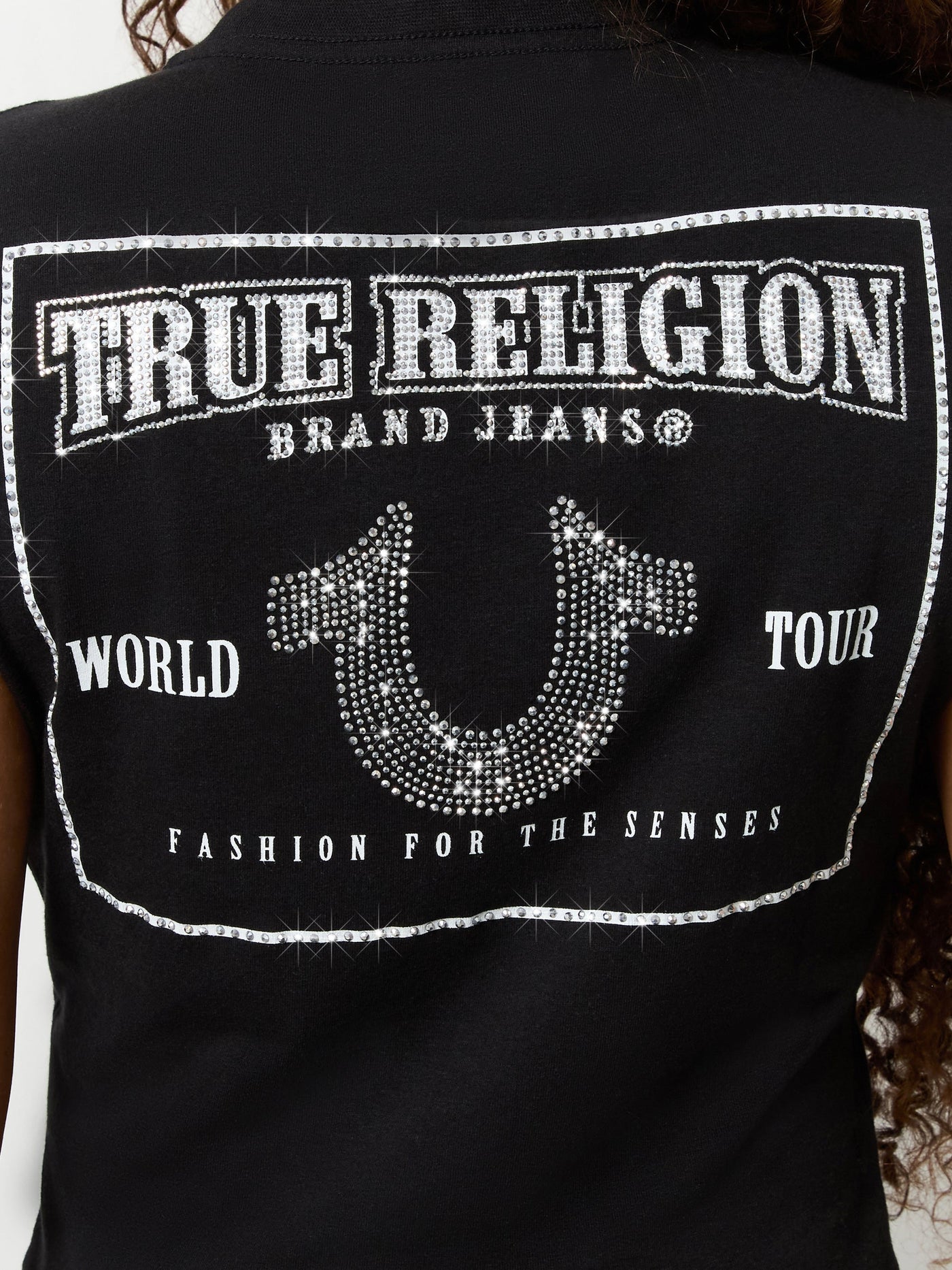 True Religion Crystal Hs Srs Ss Bby Tee Jet Black