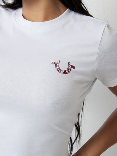 True Religion Crystal Hs Srs Ss Bby Tee Optic White