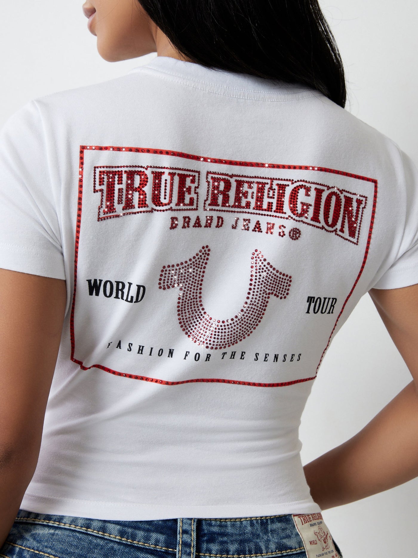True Religion Crystal Hs Srs Ss Bby Tee Optic White