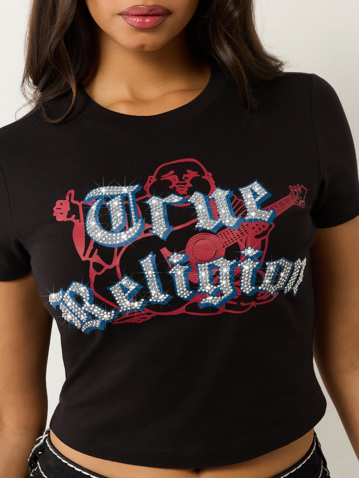 True Religion Tr Buddha Ss Baby Tee Jet Black