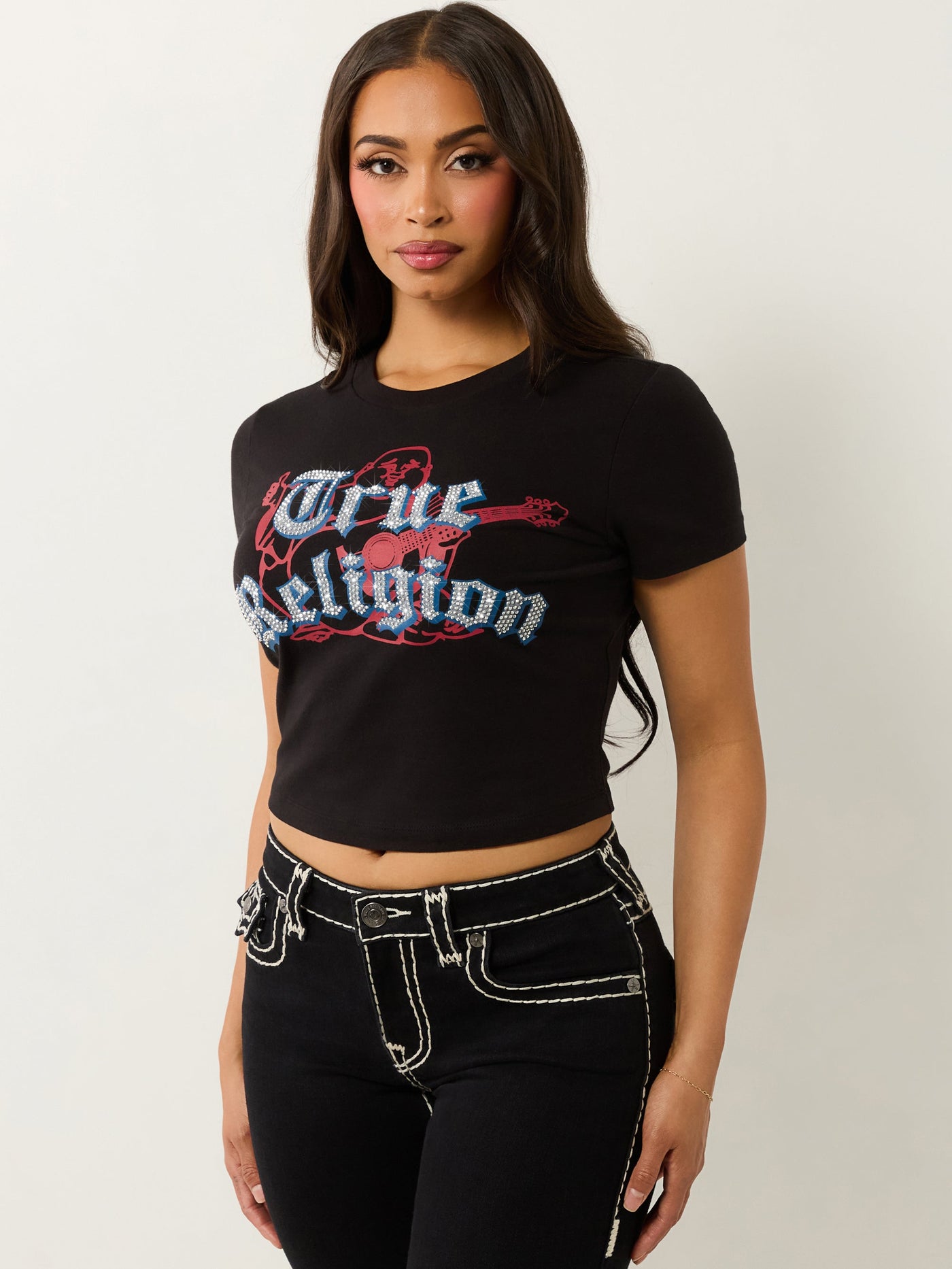 True Religion Tr Buddha Ss Baby Tee Jet Black