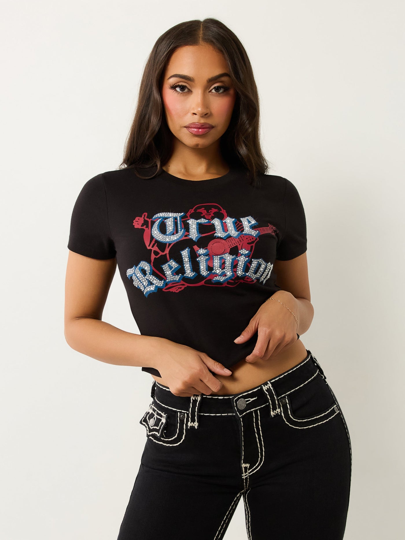 True Religion Tr Buddha Ss Baby Tee Jet Black