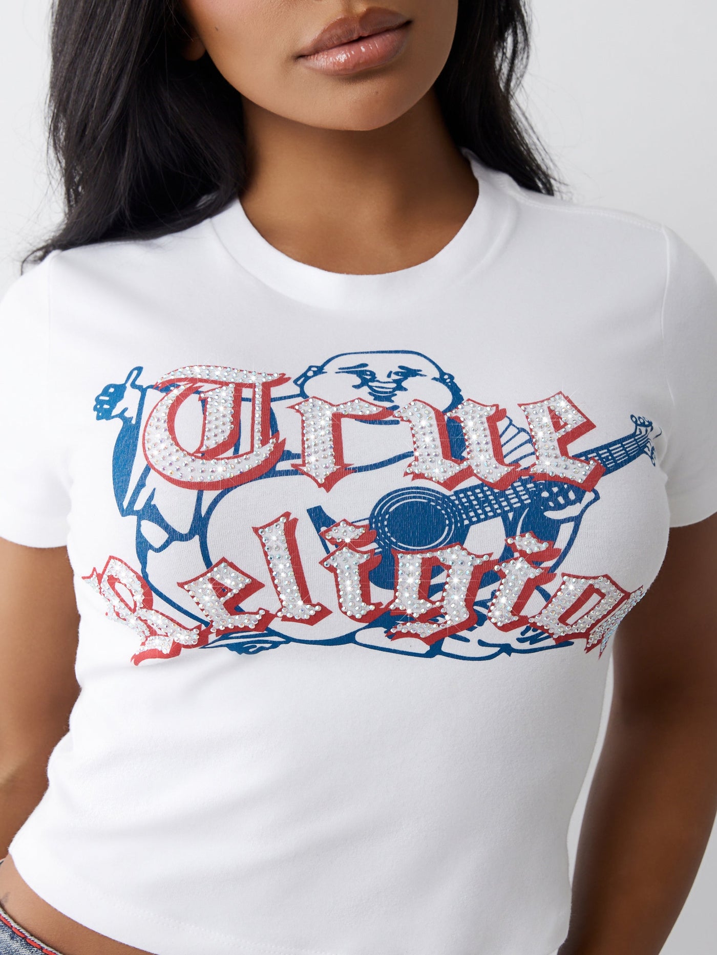 True Religion Tr Buddha Ss Baby Tee Optic White