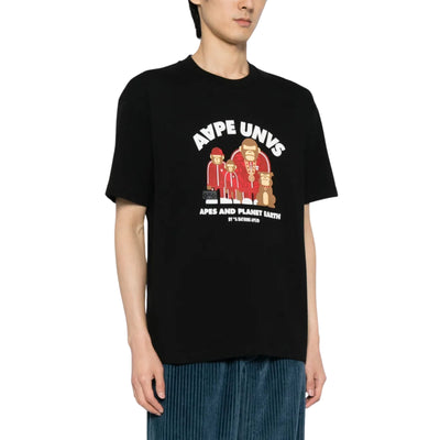Aape T-Shirt Apes And The Planet Earth Black