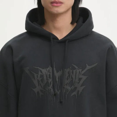 Vetements Hoodie Drip Metal Oversized Black