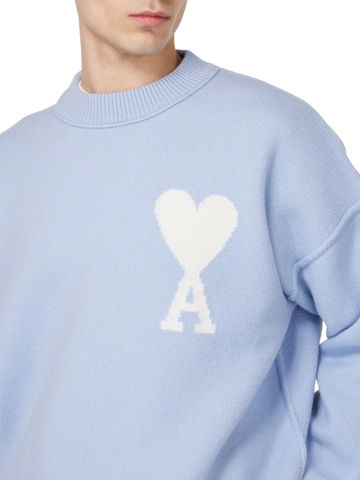 Ami Sweater Logo Heather Cashmere Blue