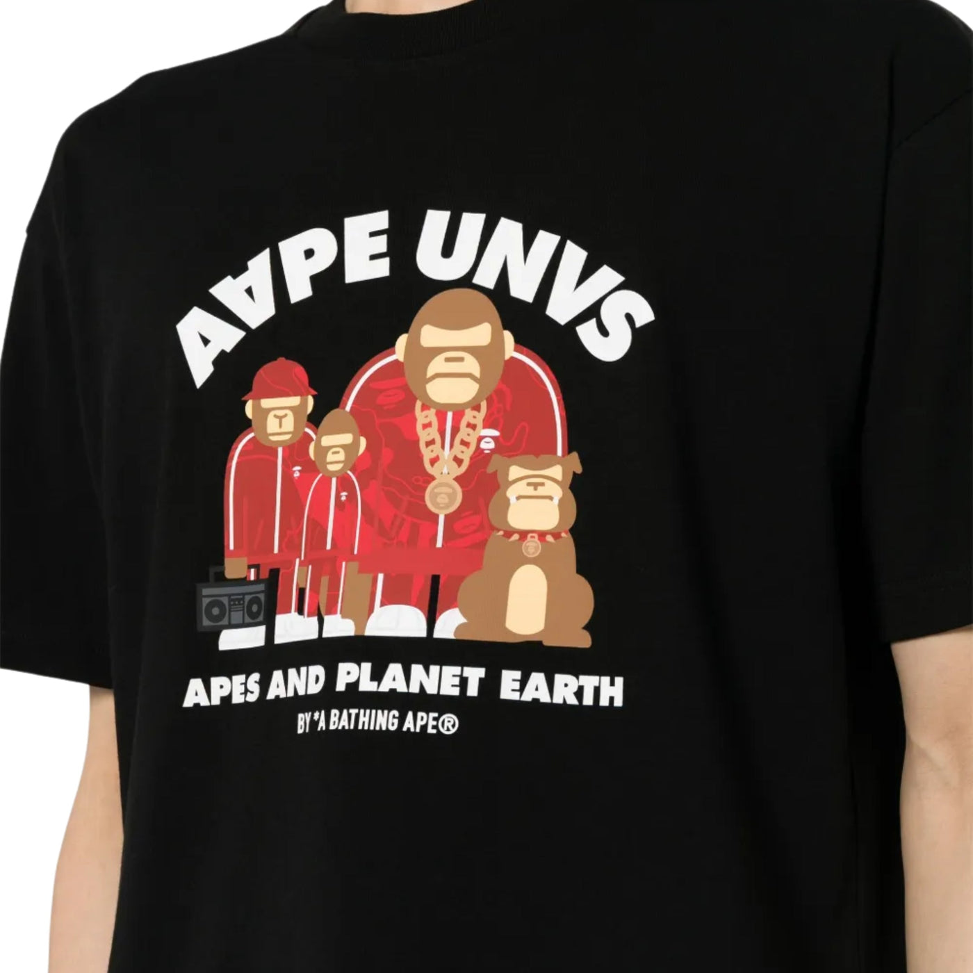 Aape T-Shirt Apes And The Planet Earth Black