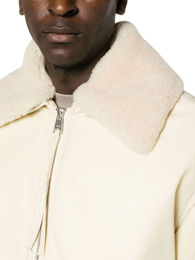 Ami Jacket Shearling-Collar Bomber Cream