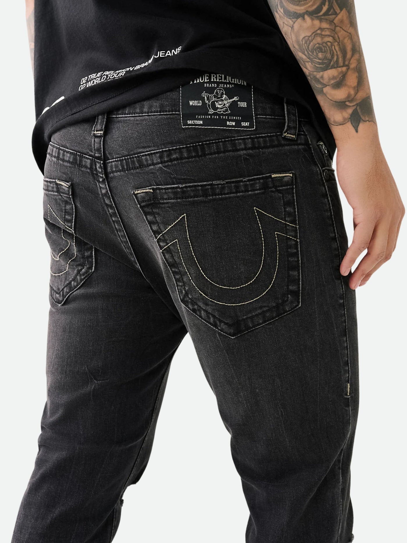 True Religion Jeans Rocco High Rock Rips Black Wash