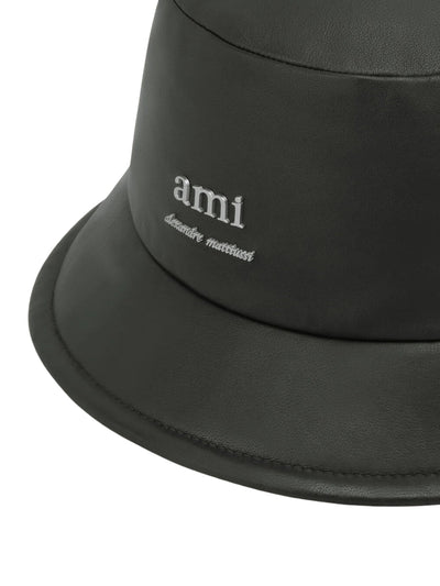 Ami Bucket Hat Alexandre Mattiussi Lamb Leather Dark Olive