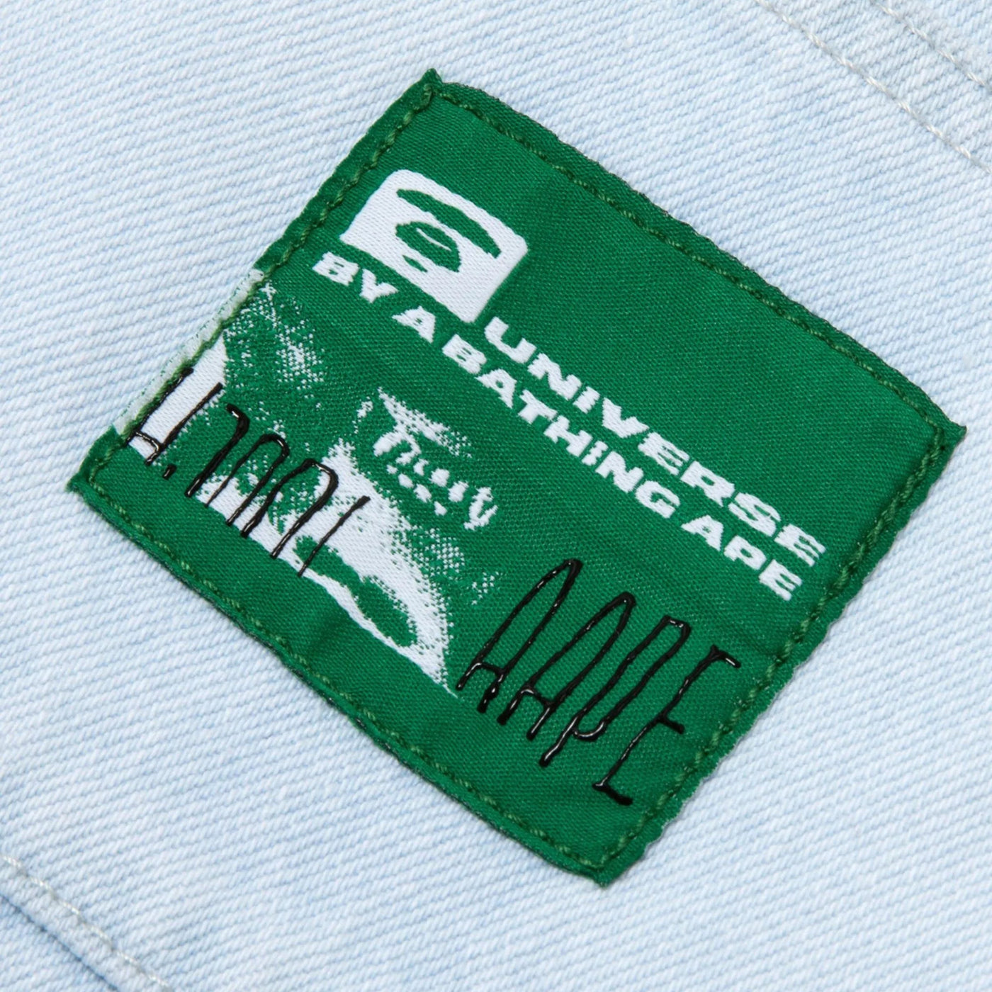 Aape Jeans Slogan Touch The Ground To Jump Blue-White
