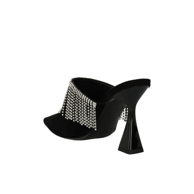 Karl Lagerfeld Heel Fringe Mule Black