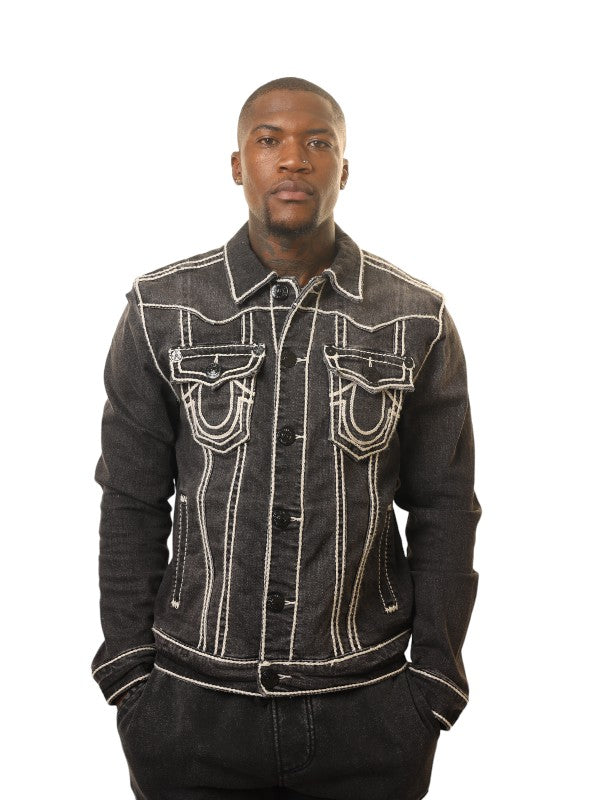 True Religion Jacket Jimmy Rope Stitch Animas Grey Wash