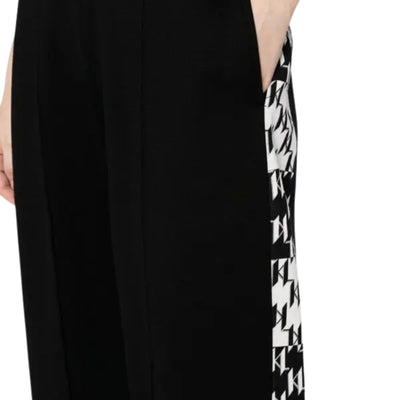 Karl Lagerfeld Track Pants Side Stripe Monogram Print Black
