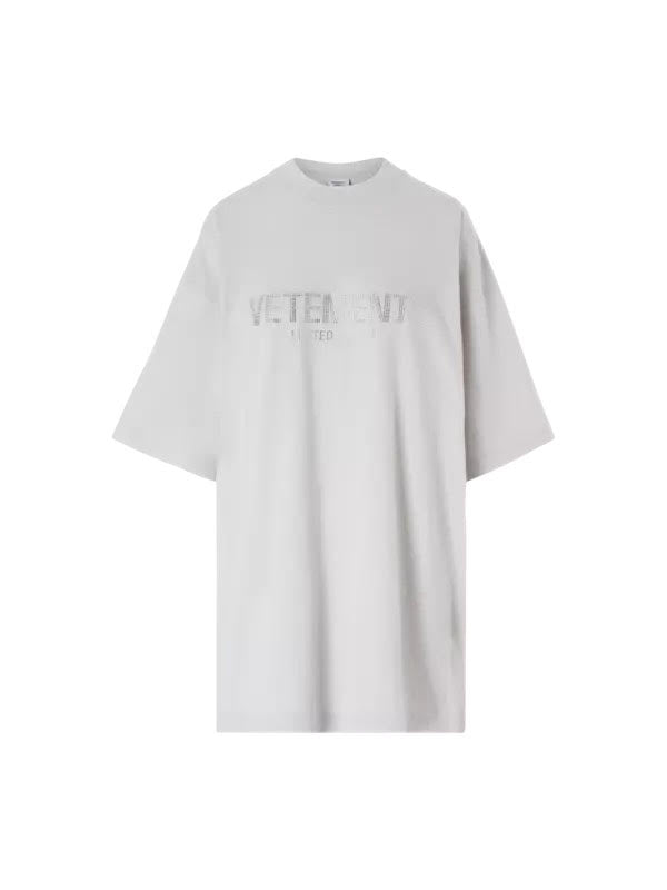 Vetements T-Shirt Limited Edition Logo Crystals Oyster Mushroom