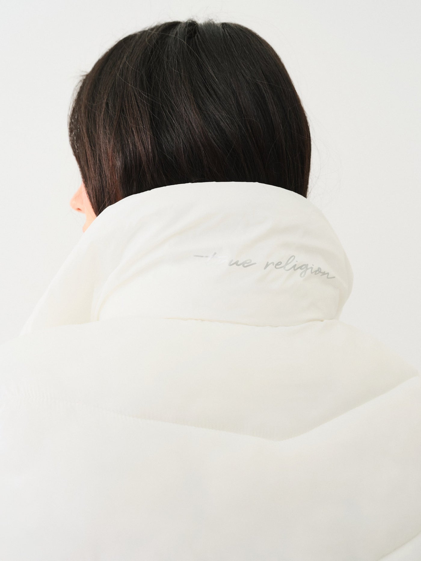 True Religion Double Collar Puffer Jacket Optic White