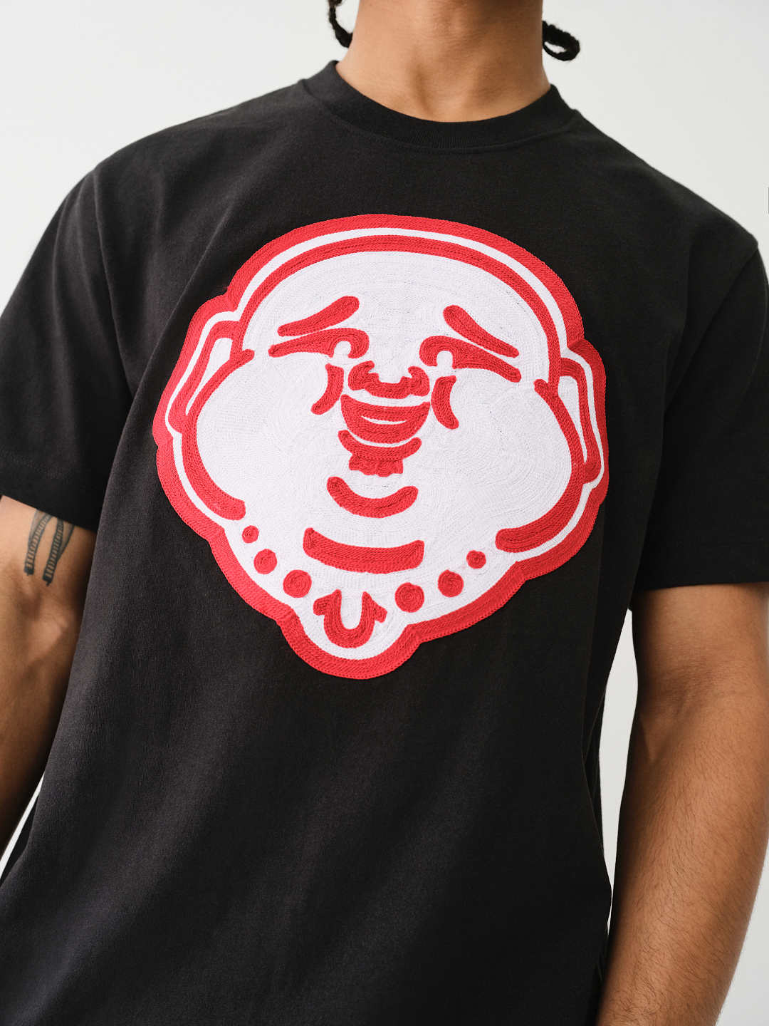 True Religion T-Shirt Buddha Face Jet Black