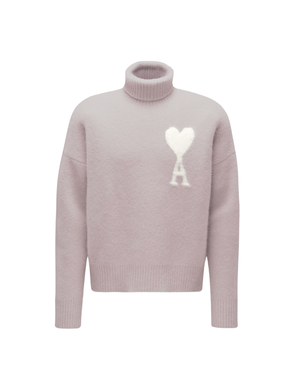 Ami Turtleneck De Coeur Logo Grey