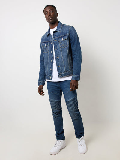 True Religion Rocco Moto Skinny Medium Blizzard Wash