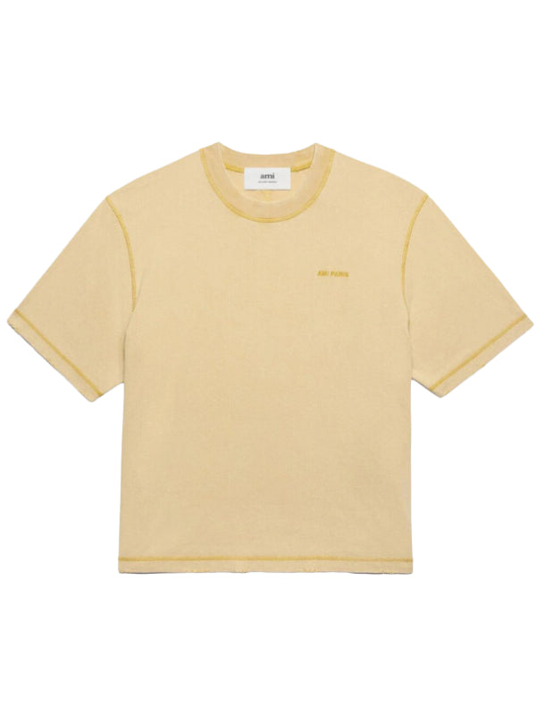 Ami T-Shirt Ami Paris Logo Cream