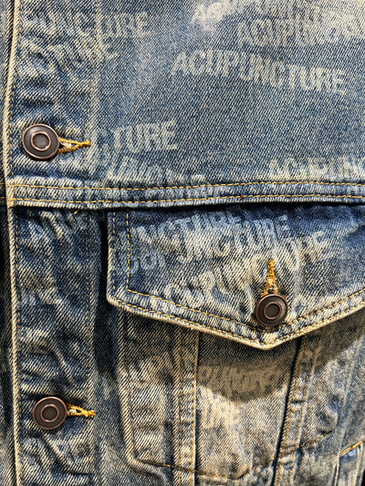 Acupuncture Denim Jacket All Over Print Blue