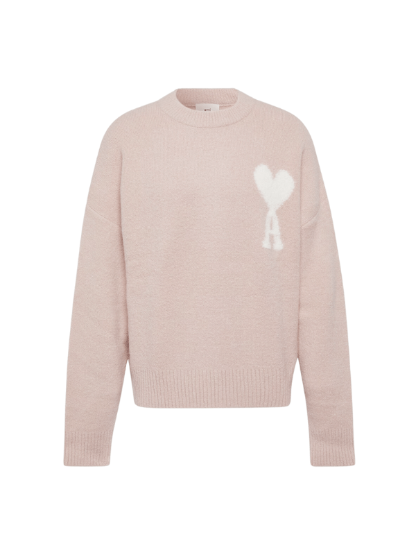 Ami Sweater De Coeur Logo Light Pink