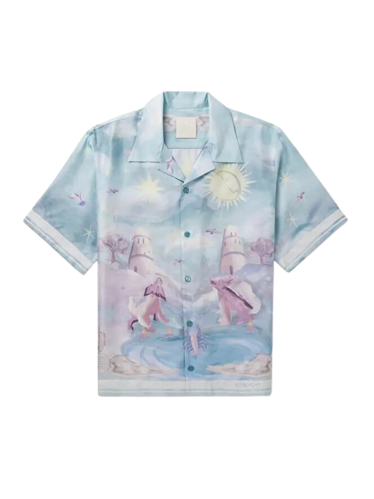 Givenchy Shirt Boxy Fit Printed Silk Blue