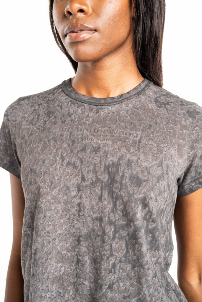 Alexander Wang Shrunken Embossed Logo Tee w/ Splatter Wash Steel Grey 1CC3241914 099