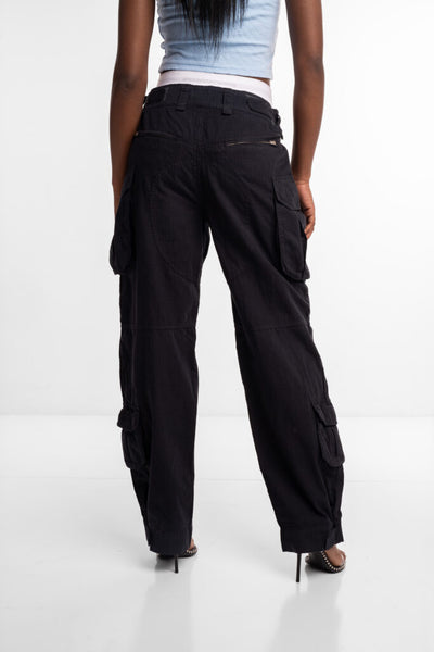 Alexander Wang Pre Styled Cargo pant w/ Logo Elastic Asphalt 4DC1254519 028
