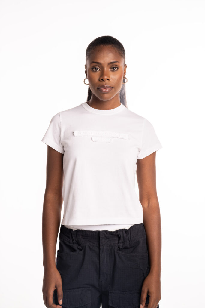 Alexander Wang Distressed Logo Shrunk Tee White 1CC1251991 100