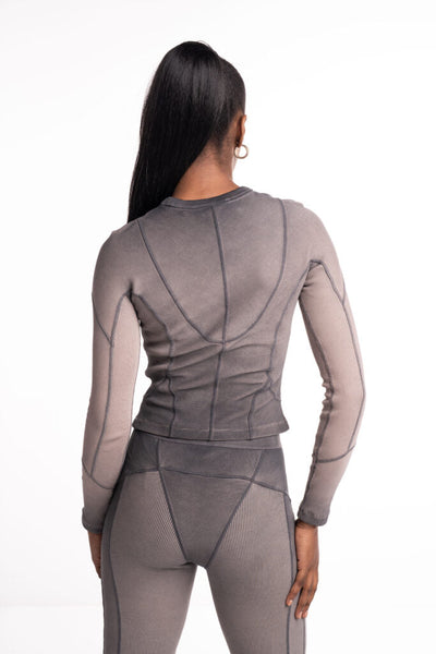 Alexander Wang Long Sleeve Top w/ Blade Logo Washed Cedar 4CC1251532 208A