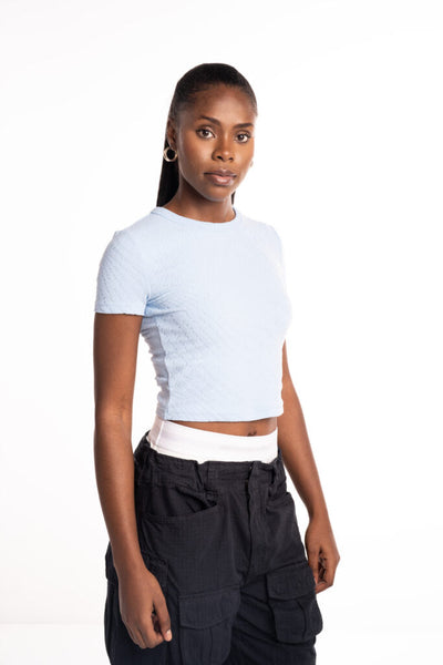 Alexander Wang Crew Neck Short Sleeve Baby Tee Sky Blue 4CC1241426 444