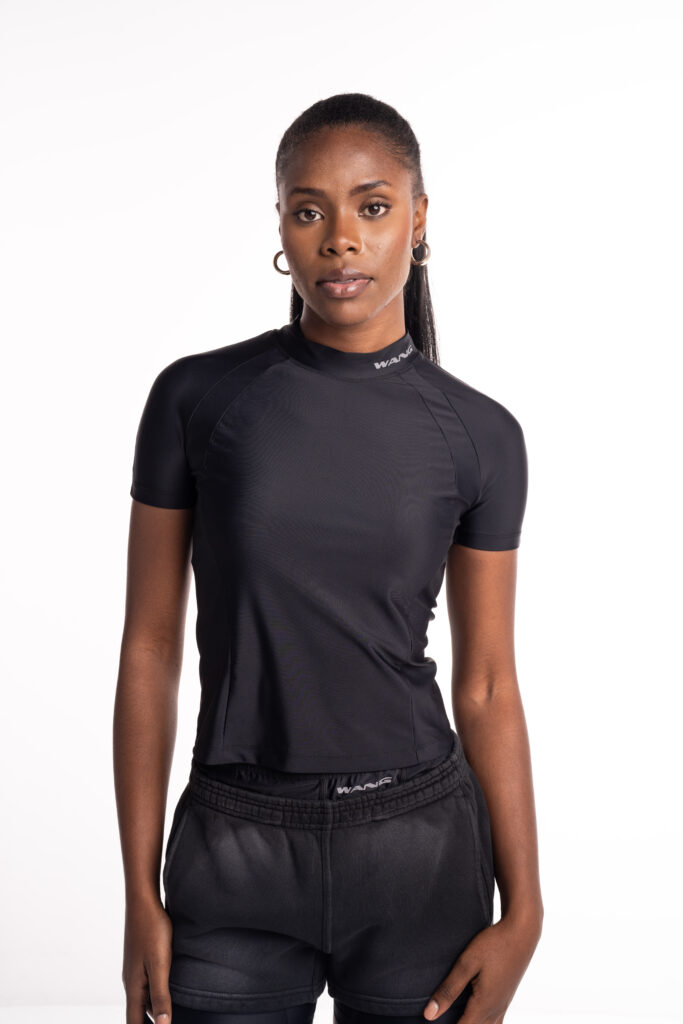 Alexander Wang SS Rashguard Top w/ Mockneck Black 4CC1251533 001