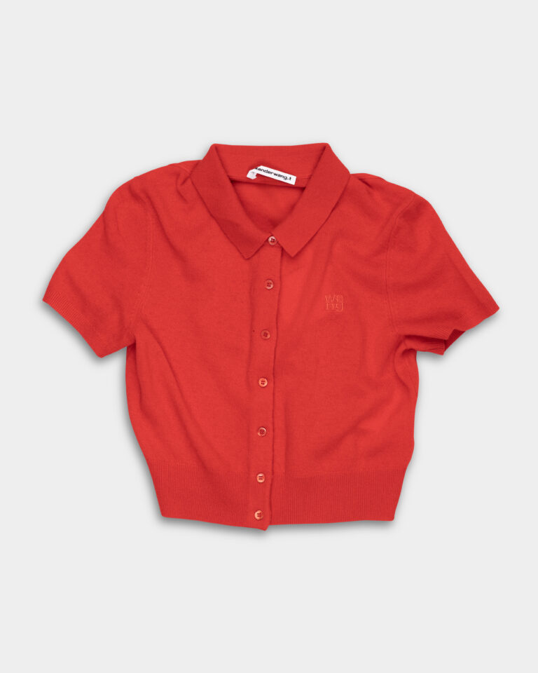 Alexander Wang SS Polo Cardigan W/ Embroided Logo Fiery Red 4KC1253068 629