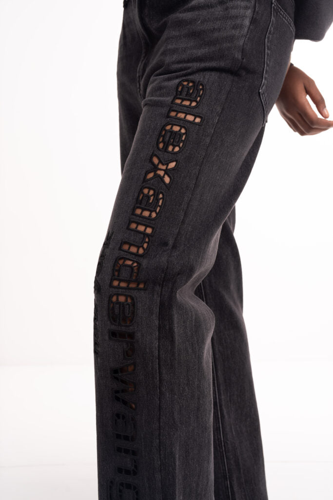 Alexander Wang EZ Slouch Logo Cut Out Embroidery Grey Aged 4DC1254691 015