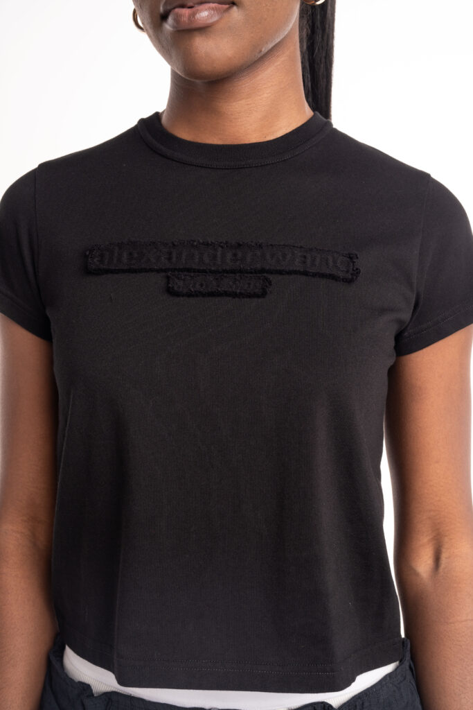 Alexander Wang Distressed Logo Shrunk Tee Black 1CC1251991 001