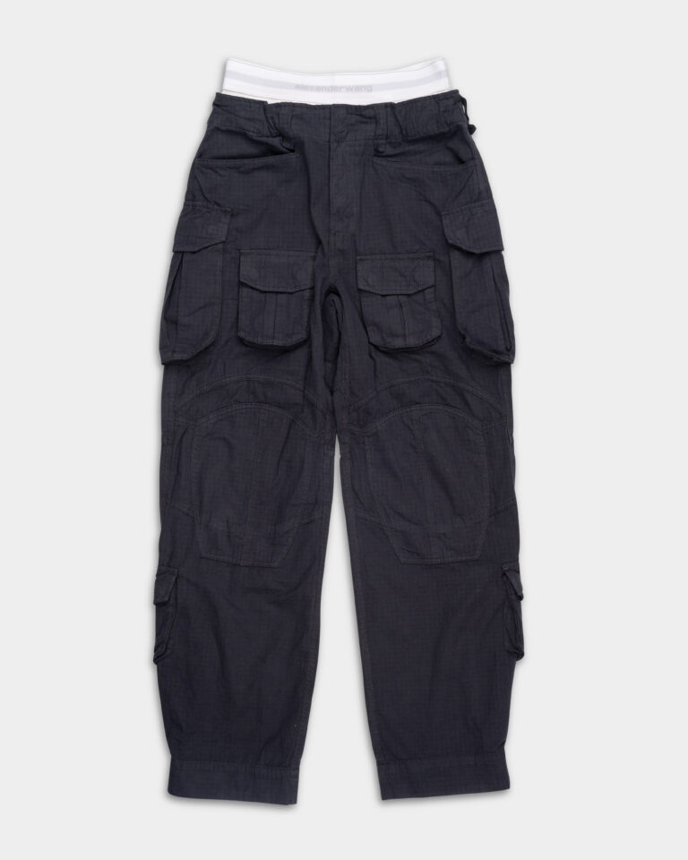 Alexander Wang Pre Styled Cargo pant w/ Logo Elastic Asphalt 4DC1254519 028