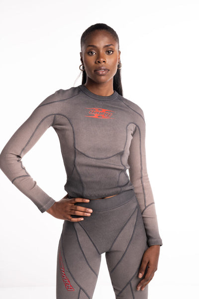 Alexander Wang Long Sleeve Top w/ Blade Logo Washed Cedar 4CC1251532 208A