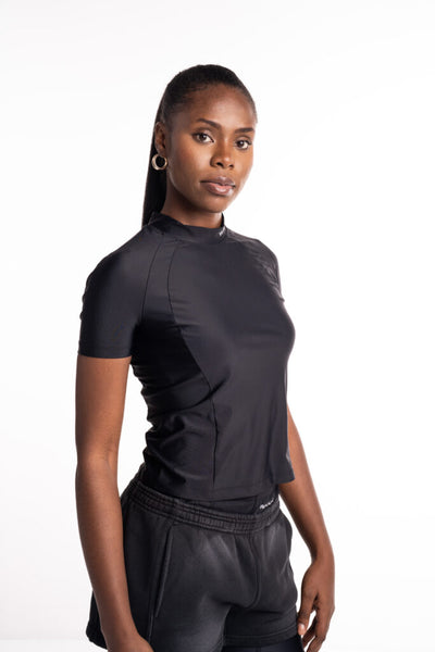 Alexander Wang SS Rashguard Top w/ Mockneck Black 4CC1251533 001