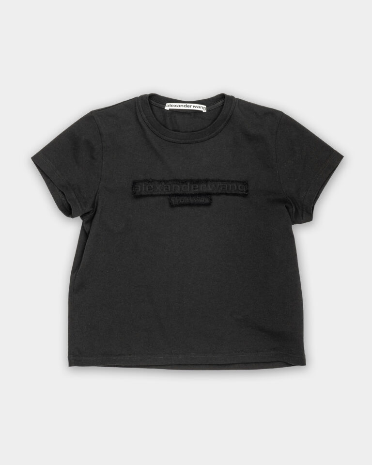 Alexander Wang Distressed Logo Shrunk Tee Black 1CC1251991 001