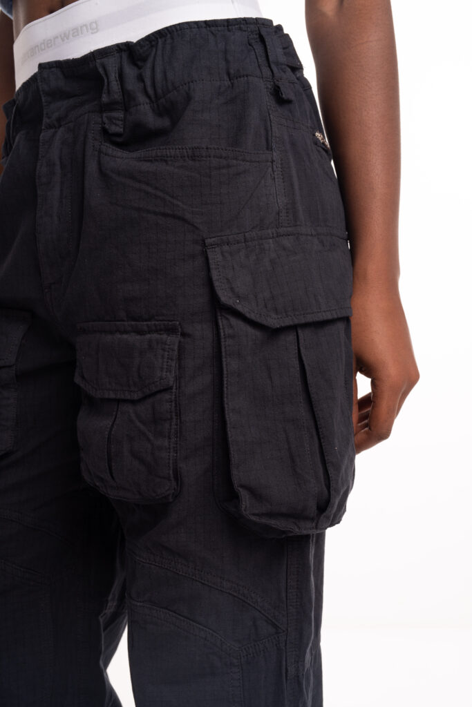 Alexander Wang Pre Styled Cargo pant w/ Logo Elastic Asphalt 4DC1254519 028